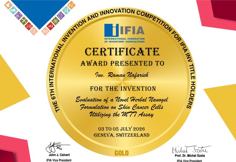IFIA Gold award certificate, Geneva 2026